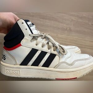 Adidas White and Black Sneakers with Red Detail